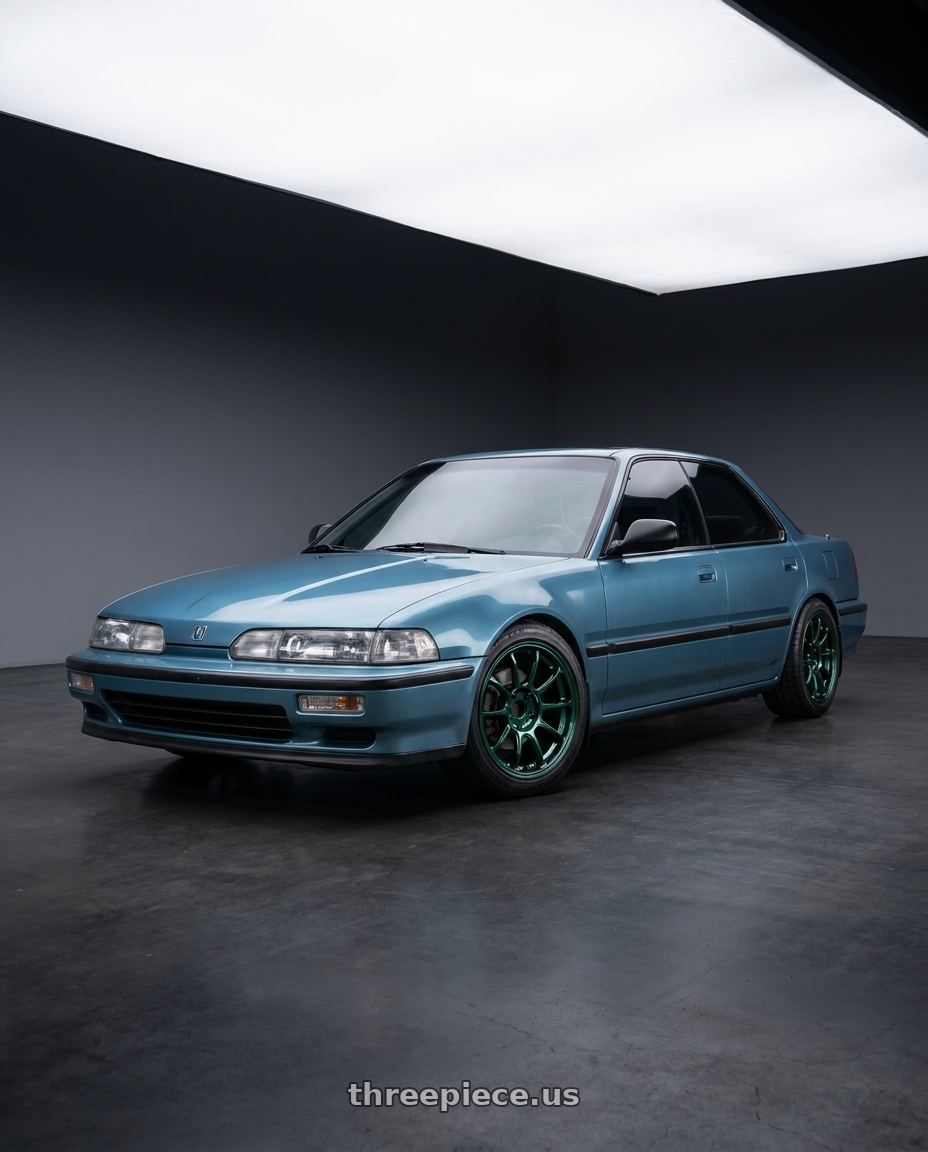 1990 Acura integra with Volk Racing ZE40 4x100 16x7+36 Racing Green wheels