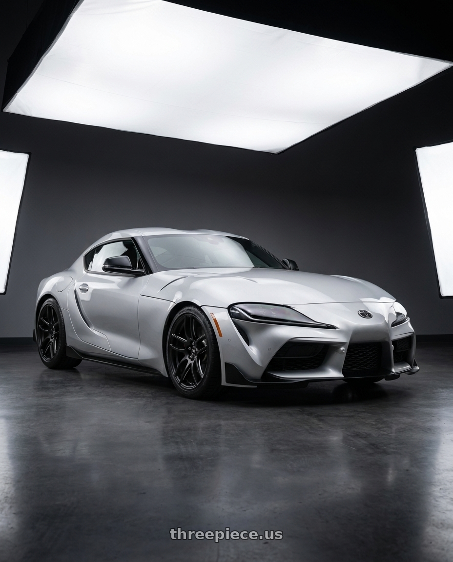 2023 Toyota Supra Silver with Niche 1PC M106 NR6 4X100/4X114.3 18X8 +40 MATTE BLACK MILLED wheels