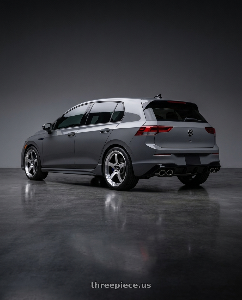 2026 Volkswagen Golf R Graphite with Advan Racing GT BEYOND-R 5x112 18x8.5 +45 MACHINING & DIAMOND CUTTING wheels rear three quarter view square tires