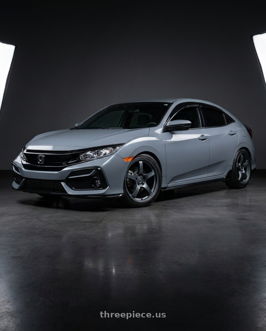 2021 Honda Civic sports hatchback with Gram Lights 57CR 5x114.3 18x8.5+37 Gunblue II wheels