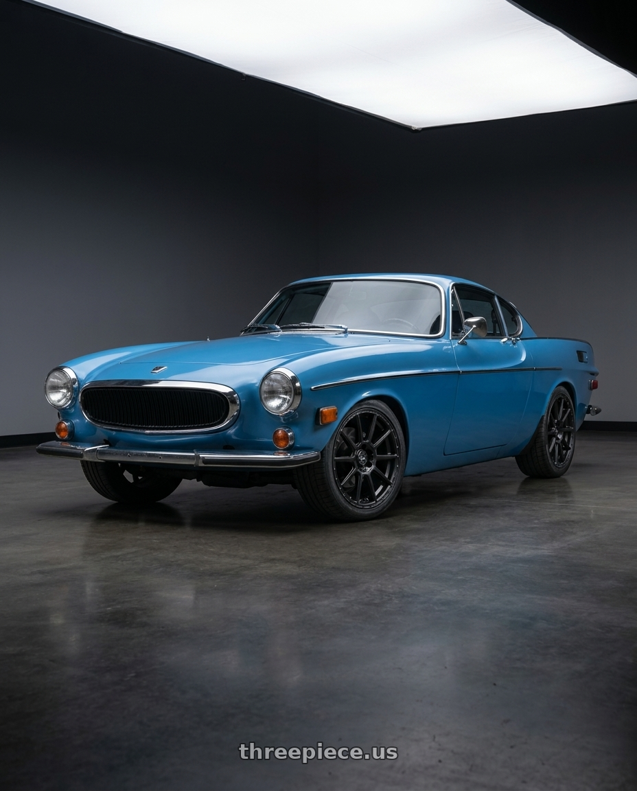 1972 Volvo 180E with V�xx Monte 5x108/5x114.3 18x8+40 Matte Black wheels