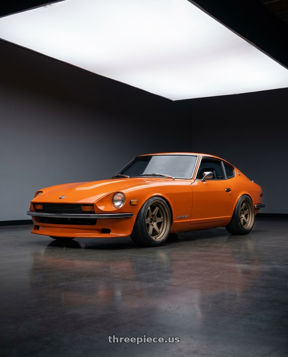 1978 Datsun 280Z Orange  with 9six9 SIX-1 5x114.3 18X10 +20 Matte Bronze wheels