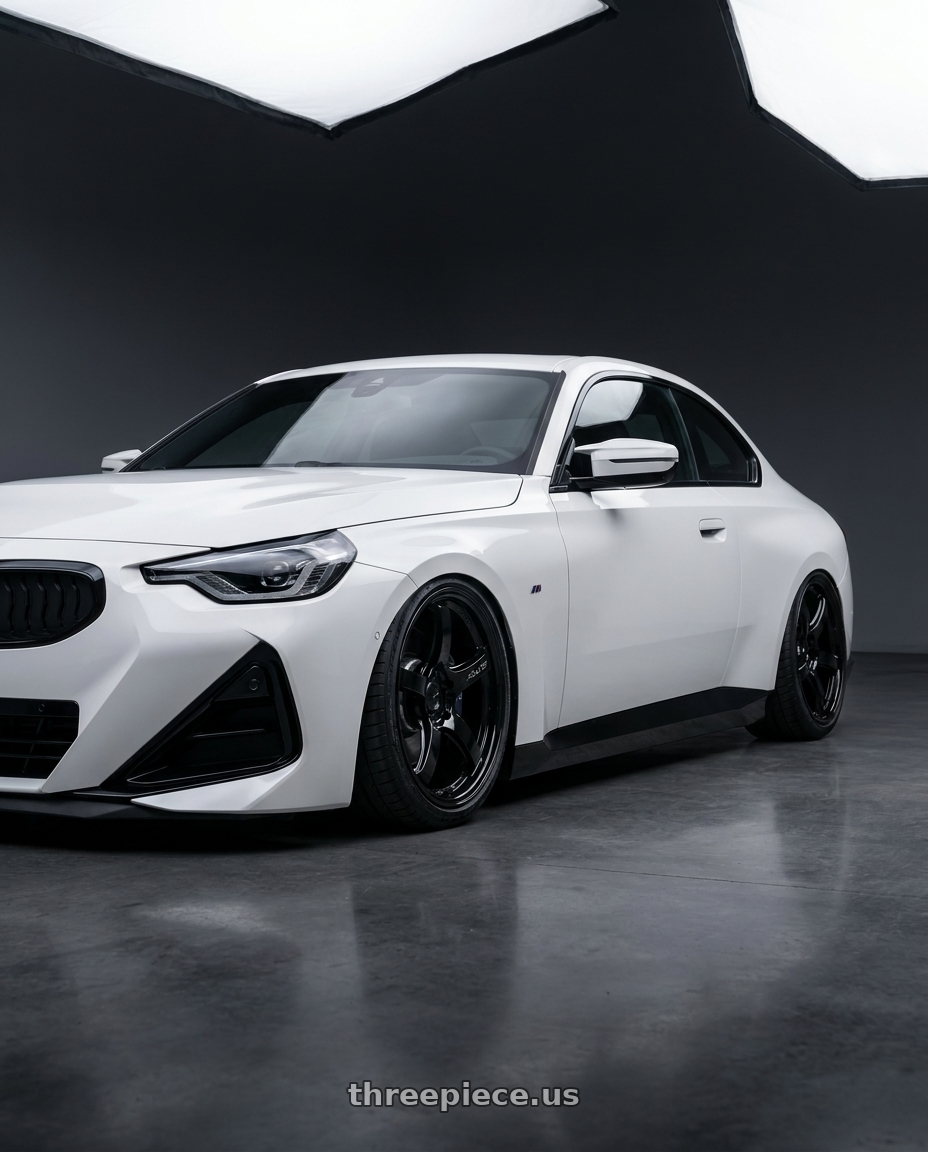 2024 BMW 2 Series G42 with Gram Lights 57CR 5x112 19x9.5+25 Glossy Black wheels
