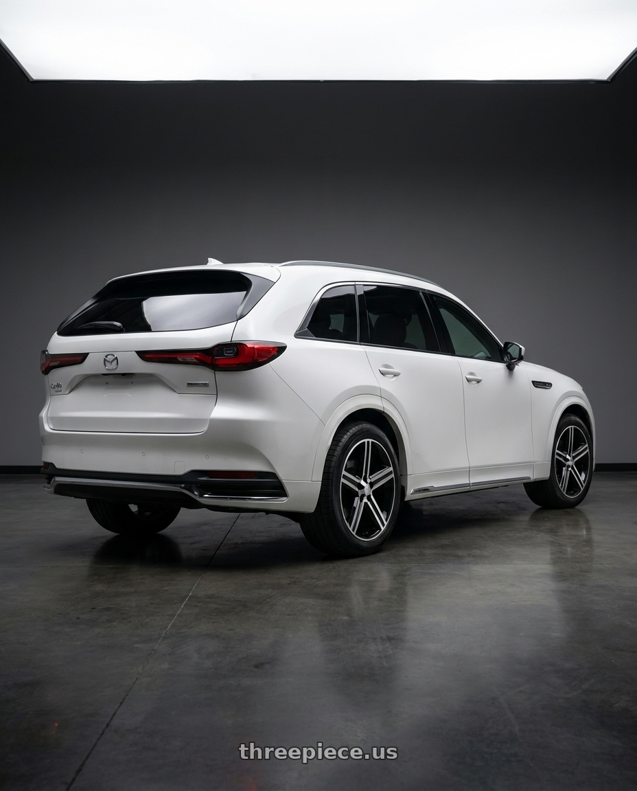 2024 Mazda cx90 with Strada OE Replica Iroc 5x127 20x8.5 +13 Gloss Black Machined wheels rear three quarter view square tires