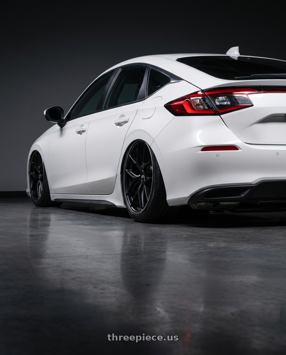 2024 Honda Civic with BBS CC-R 5x114.3 19x8.5+30 Satin Black wheels rear three quarter view slight stretch tires