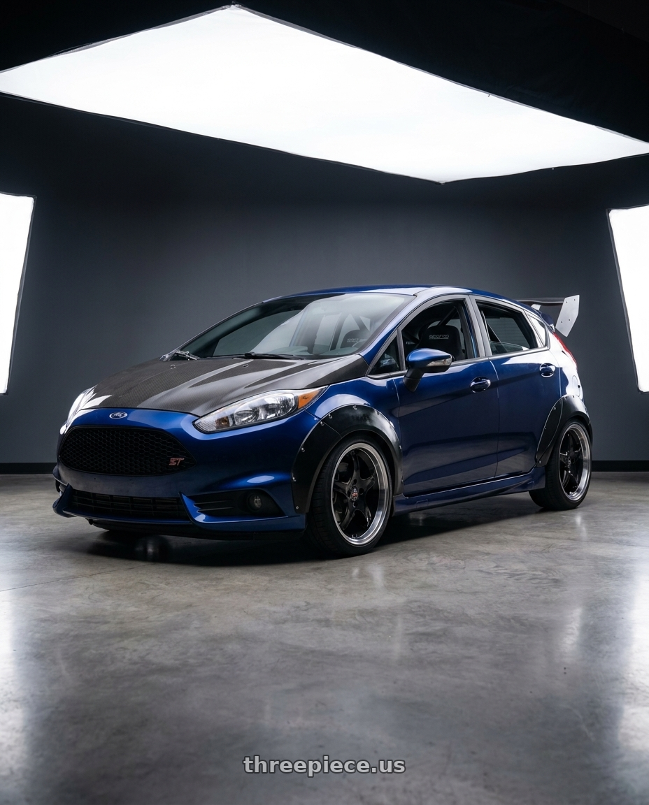 2016 Ford Fiesta ST with OE Wheels FR04A 4x108 17x8+15 Gloss Black Machined Lip wheels