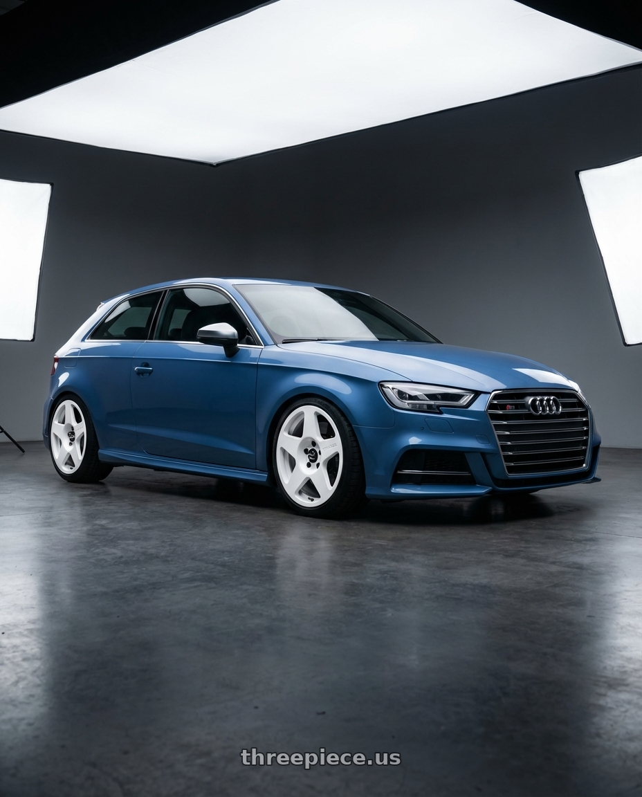 2019 Audi S3 8V with fifteen52 PODIUM 5x112 / 5x120 18x8.5 +35 RALLY WHITE (GLOSS WHITE) wheels