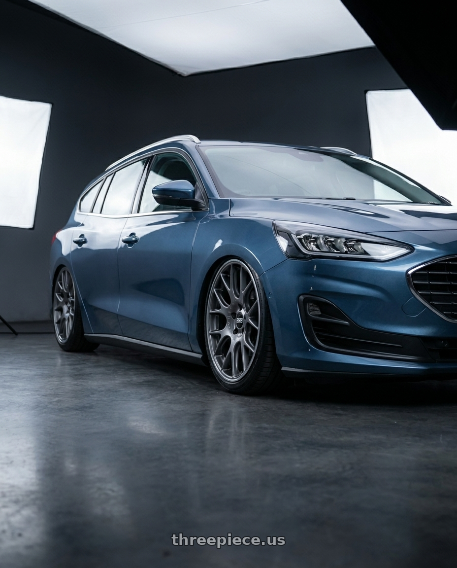 2023 Focus wagon mk45 blue metallic with BBS CH-R 5x120 18x8 +40 Satin Titanium Polished Rim Protector wheels
