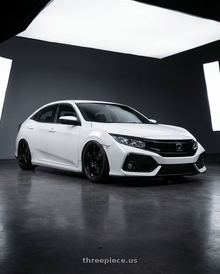 2019 Honda Civic with Gram Lights 57CR 5x114.3 19x9.5+35 Glossy Black wheels