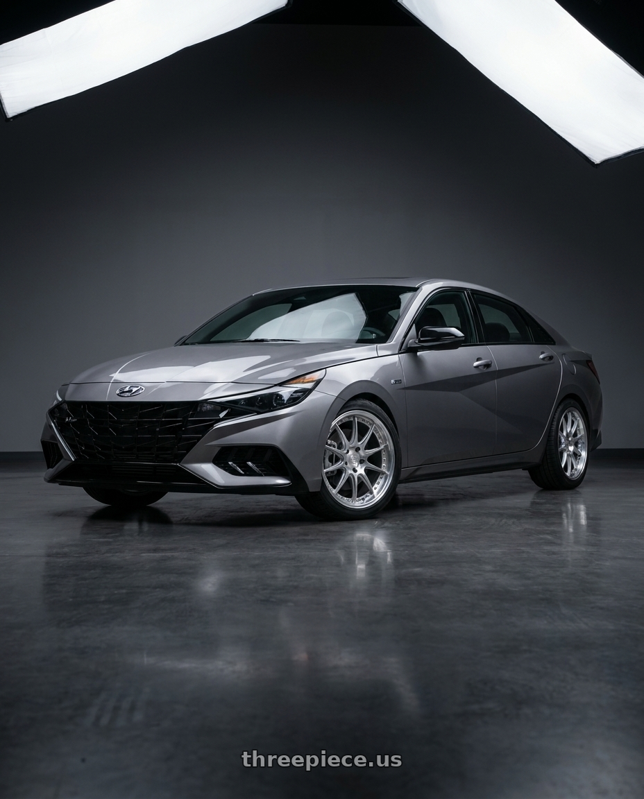 2023 Hyundai Elantra n line with Aodhan DS07 5x114.3 18x8.5+35 Silver w/Machined Face wheels
