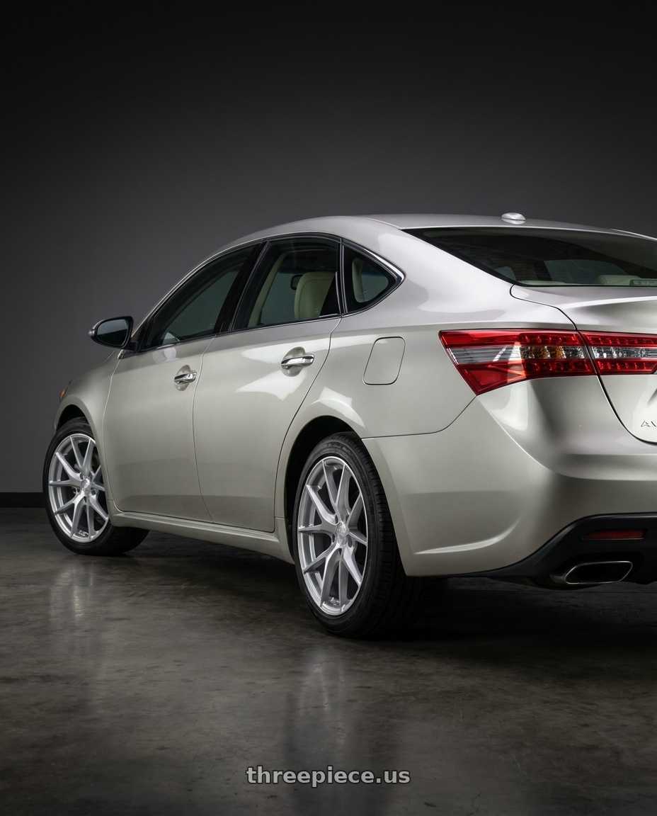 2013 toyota avalon with Aodhan AFF7 5x114.3 19x8.5+35 Gloss Silver Machined Face wheels rear three quarter view square tires