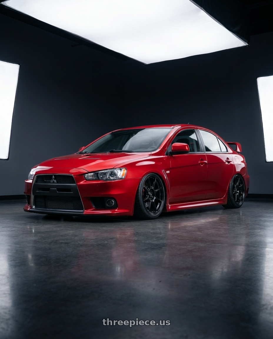 2012 Mitsubishi Lancer Evo X with Konig Lockout 5x114.3 18x8.5+45 Gloss Black wheels
