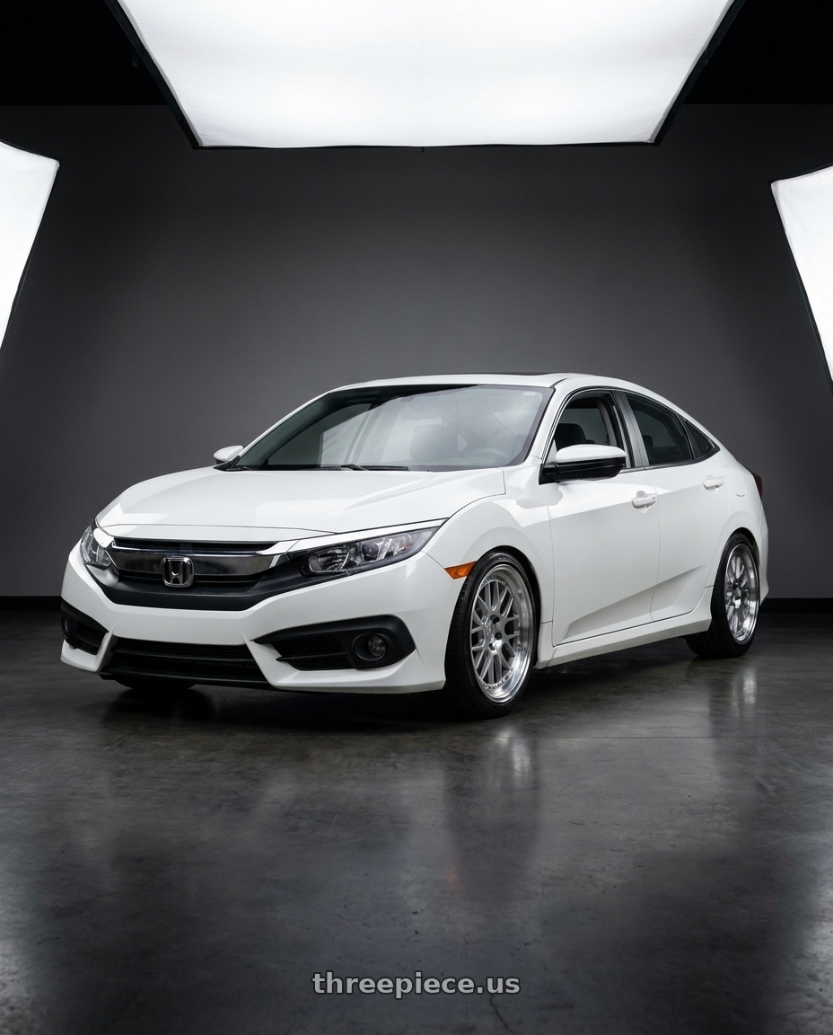 2016 Honda civic with Aodhan DS06 5x114.3 18x8.5+35 Silver w/Machined Face wheels