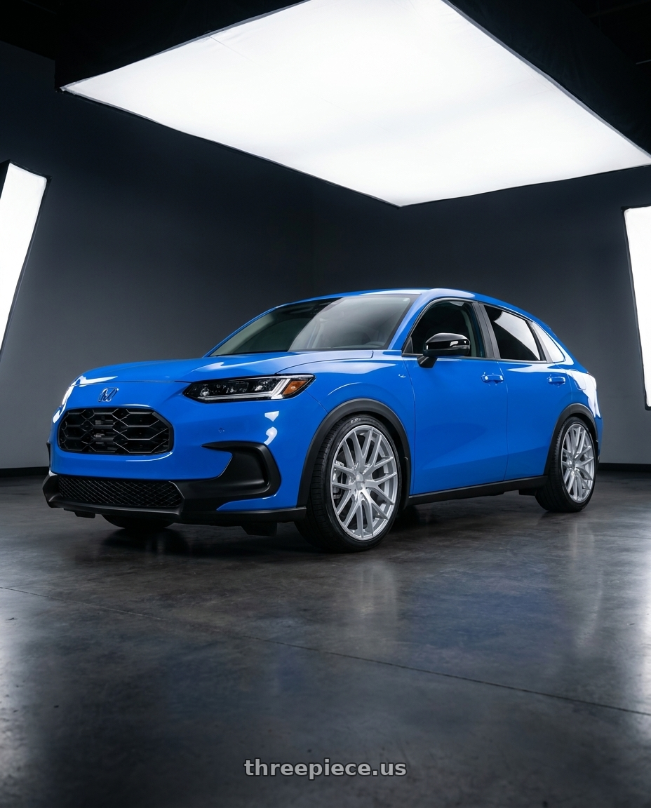 2026 Honda HRV Boost Blue with TOUREN TR60 3260 5x108/5x114.3 17x7.5 +42 GLOSS HYPER SILVER wheels