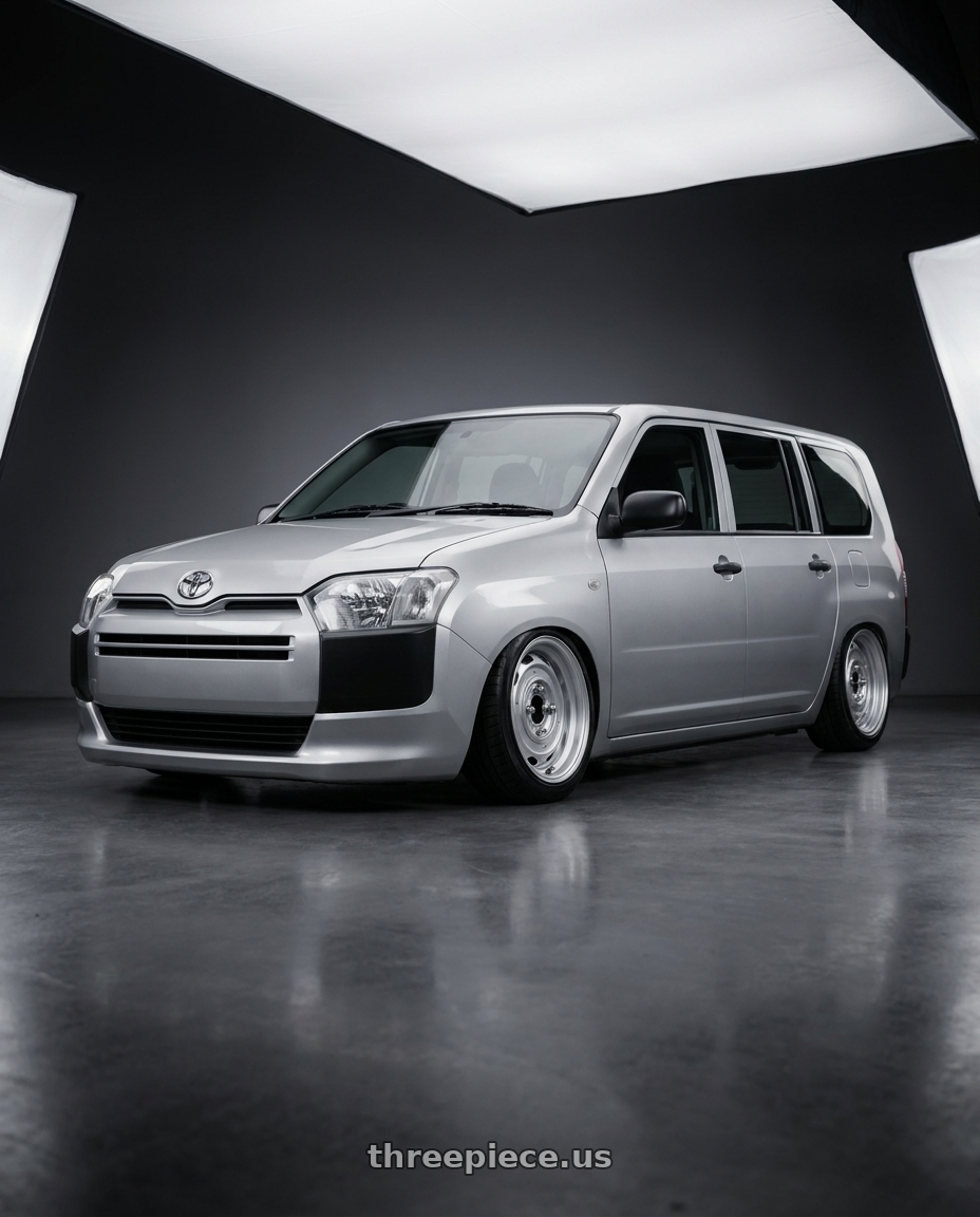 2026 toyota probox with Mobelwagen MW430S Interceptor 4X130 15x5.5 20 Silver wheels