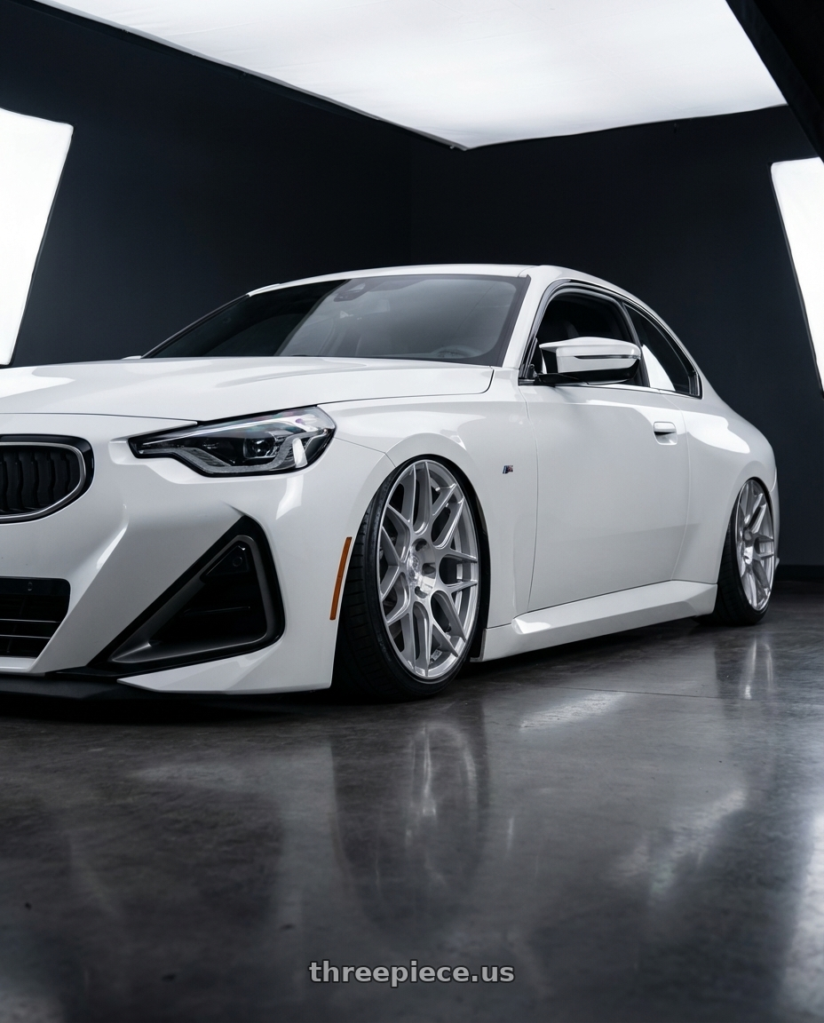 2024 BMW 2 Series G42 with Aodhan AFF2 5x112 19x8.5+35 Gloss Silver Machined Face wheels