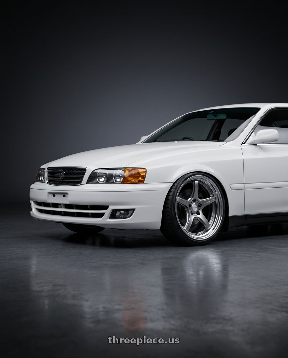 1998 Toyota Chaser with Work T5R 2P 5x114.3 18x9.5 +22 GT SILVER wheels