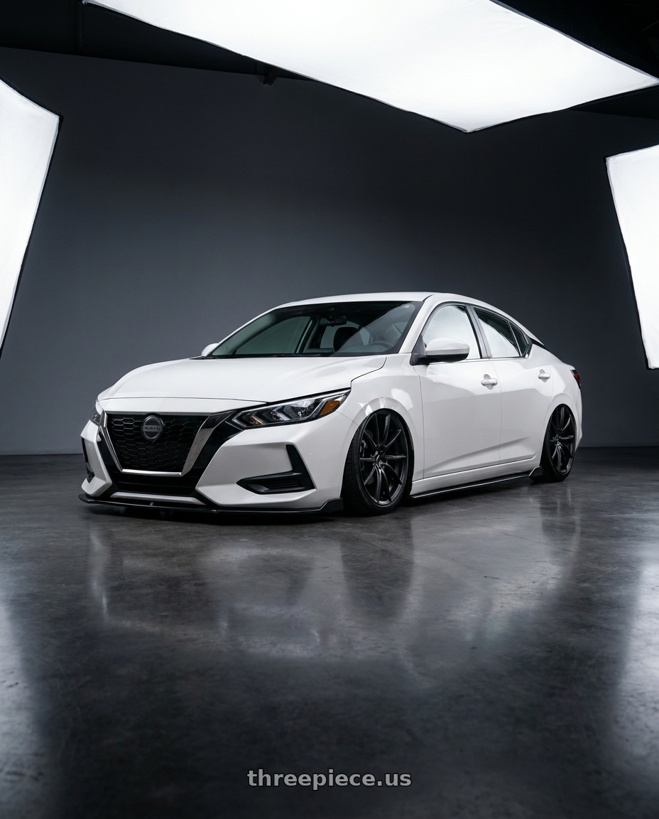 2023 Nissan sentra with Platinum 435SB Flux 5x114.3 18x8 +40 Satin Black w/ Satin Clear wheels