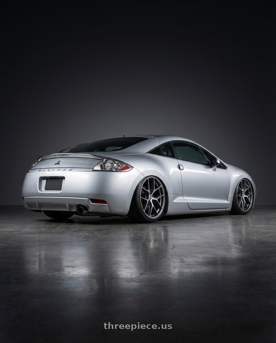 2010 Mitsubishi Eclipse with BBS CC-R 5x114.3 19x8.5+30 Graphite w/ Diamond Cut Face wheels rear three quarter view slight stretch tires