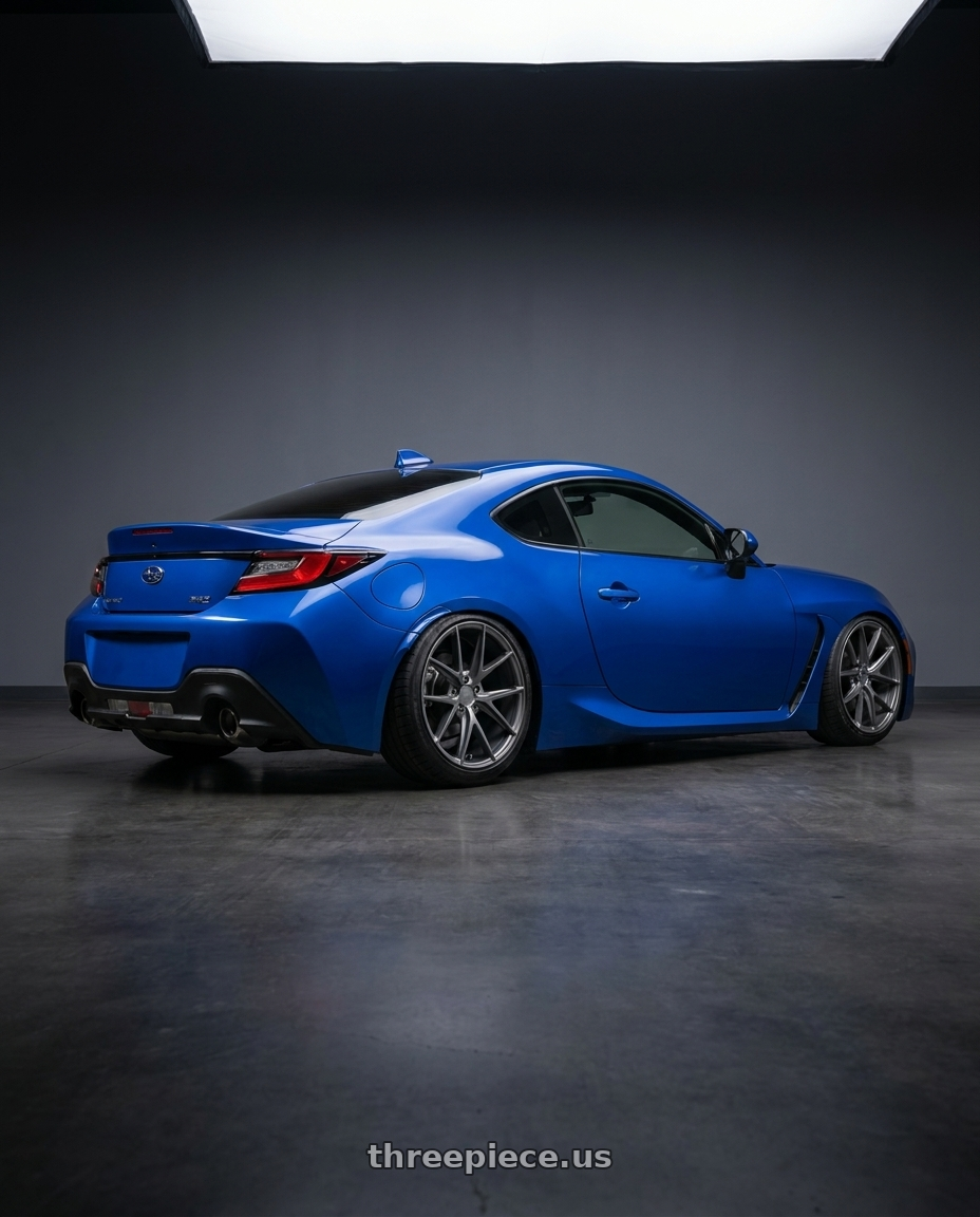 2024 Subaru BRZ with Niche 1PC M116 MISANO 5X114.3 18X9.5 +40 MATTE GUN METAL wheels rear three quarter view slight stretch tires