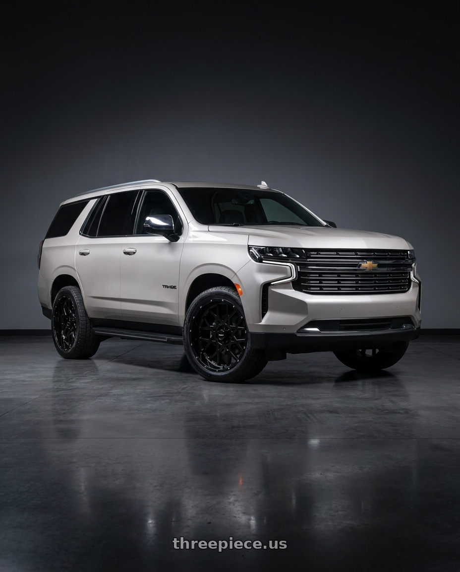 2021 Chevy tahoe with Vision Off-Road 412 Rocker 6x139.7 22x10-19 Gloss Black wheels