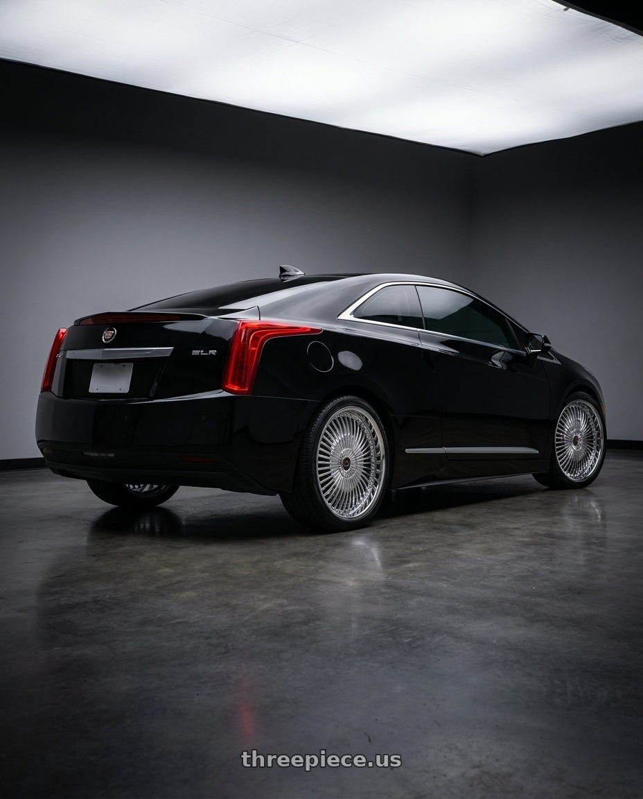 2016 Cadillac ELR with Cavallo CLV-41 4x100/4x114.3 18x8 +35 Nano Chrome wheels rear three quarter view square tires