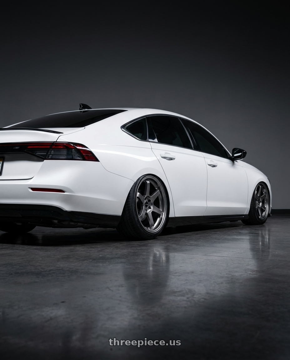 2026 Honda accord with Vors TR37 5x114.3 17x8 +35 Hyper Black wheels rear three quarter view slight stretch tires