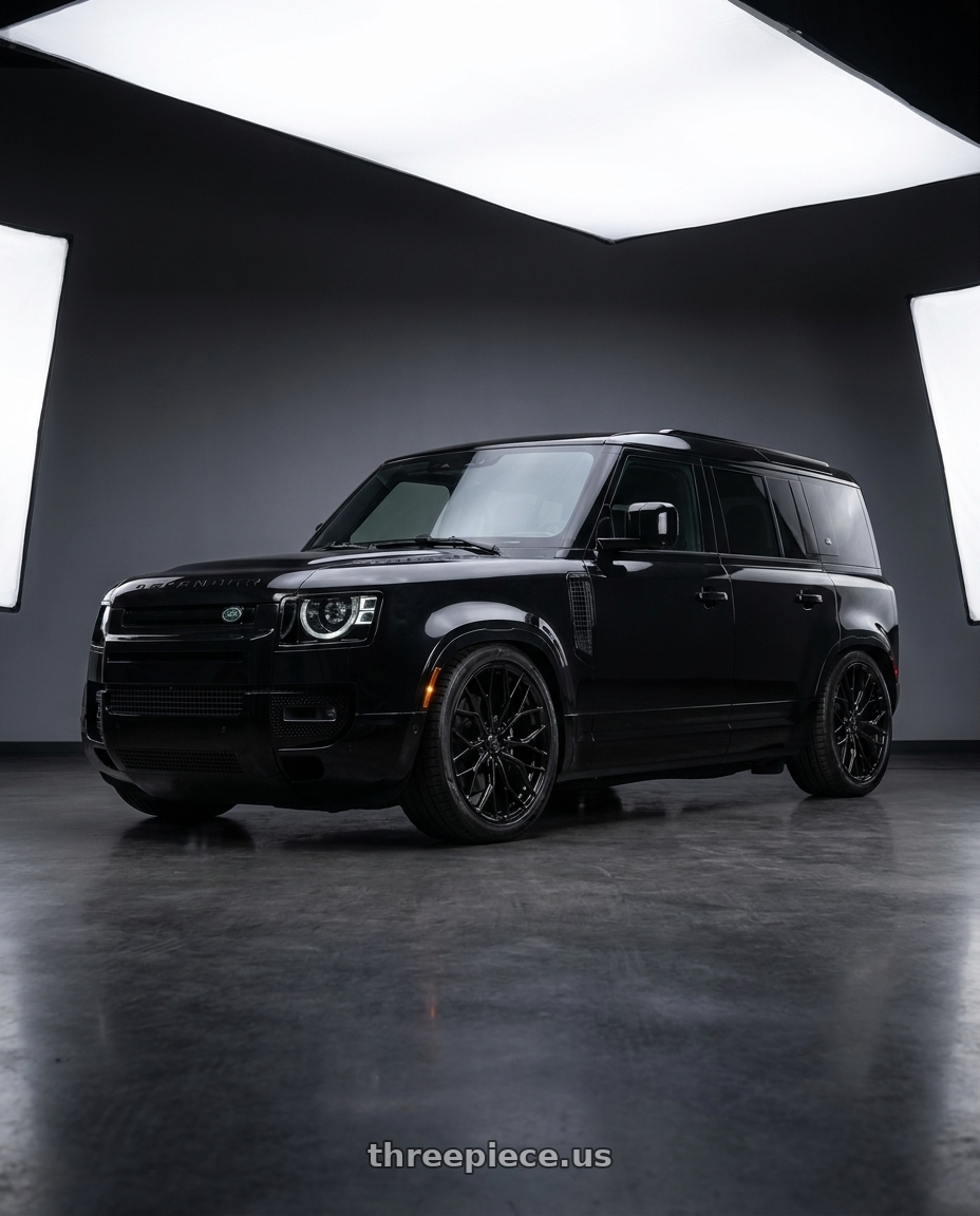 2025 Land Rover Defender 110 with DOLCE PERFORMANCE MAGARI 5x120 22x10.5 +40 Gloss Black wheels