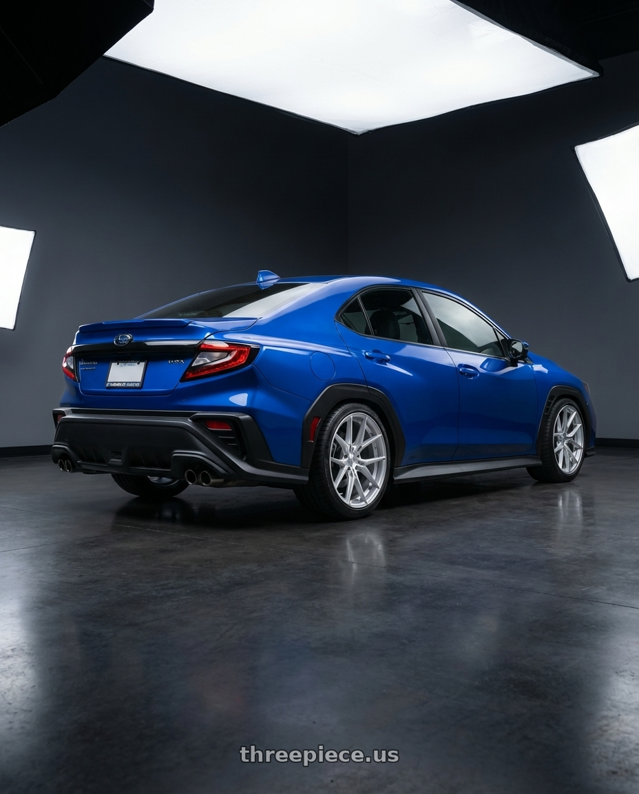 2024 Subaru WRX with Niche 1PC NC279 PRODIGY 5 5X114.3 18x9.5 +40 SILVER WITH MACHINED FACE wheels rear three quarter view square tires