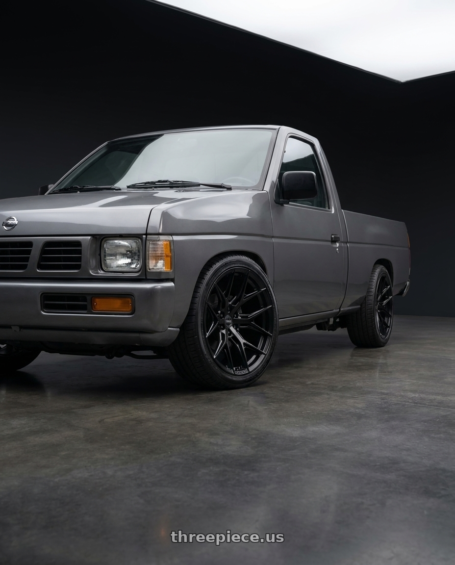 1994 Nissan D21 Xe Grey with VOSSEN HF6-4 6X139.7 18x9 +0 SATIN BLACK wheels