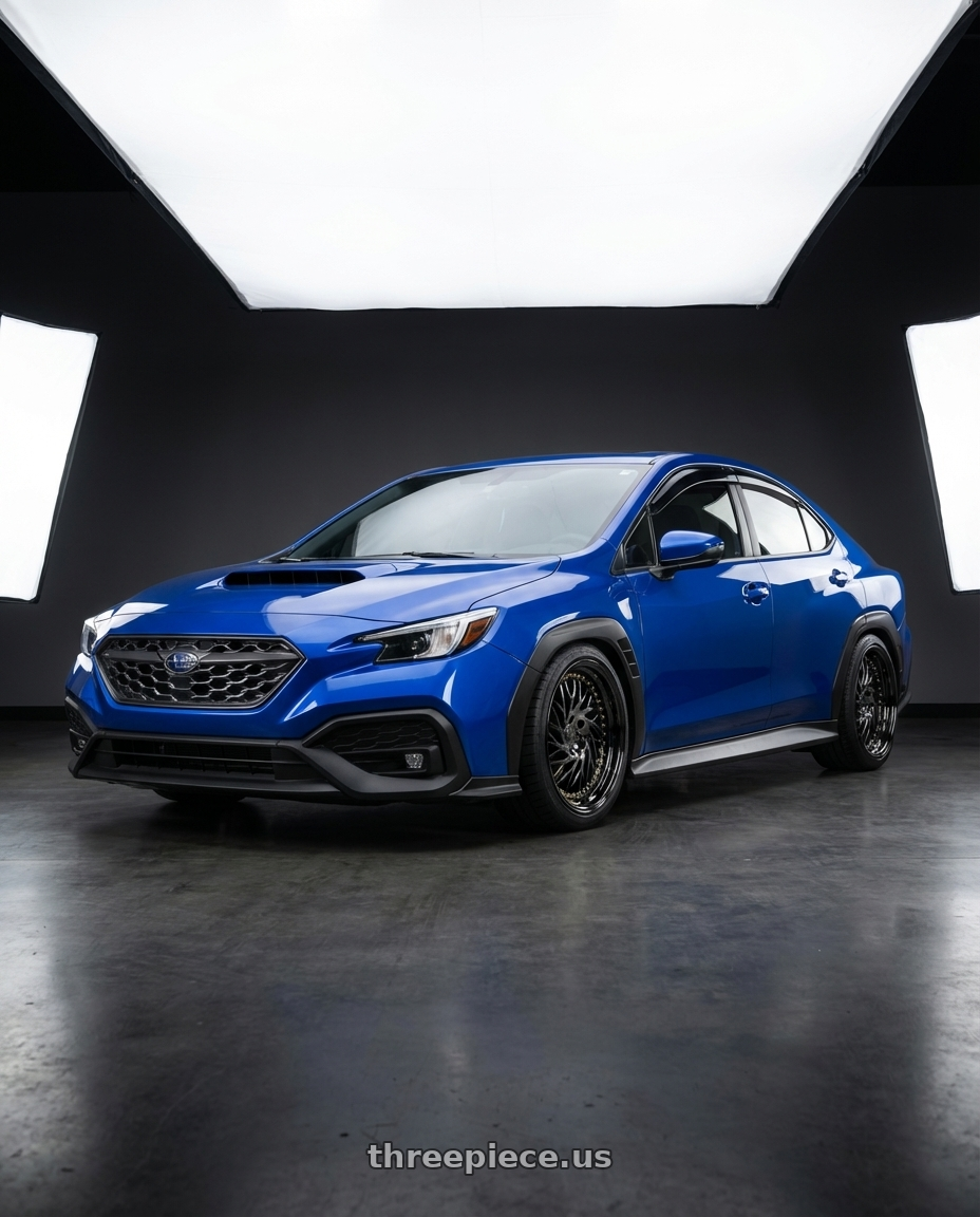 2024 Subaru WRX with Aodhan DS03 5x114.3 18x9.5 +30 Black Vacuum w/ Gold Rivets wheels