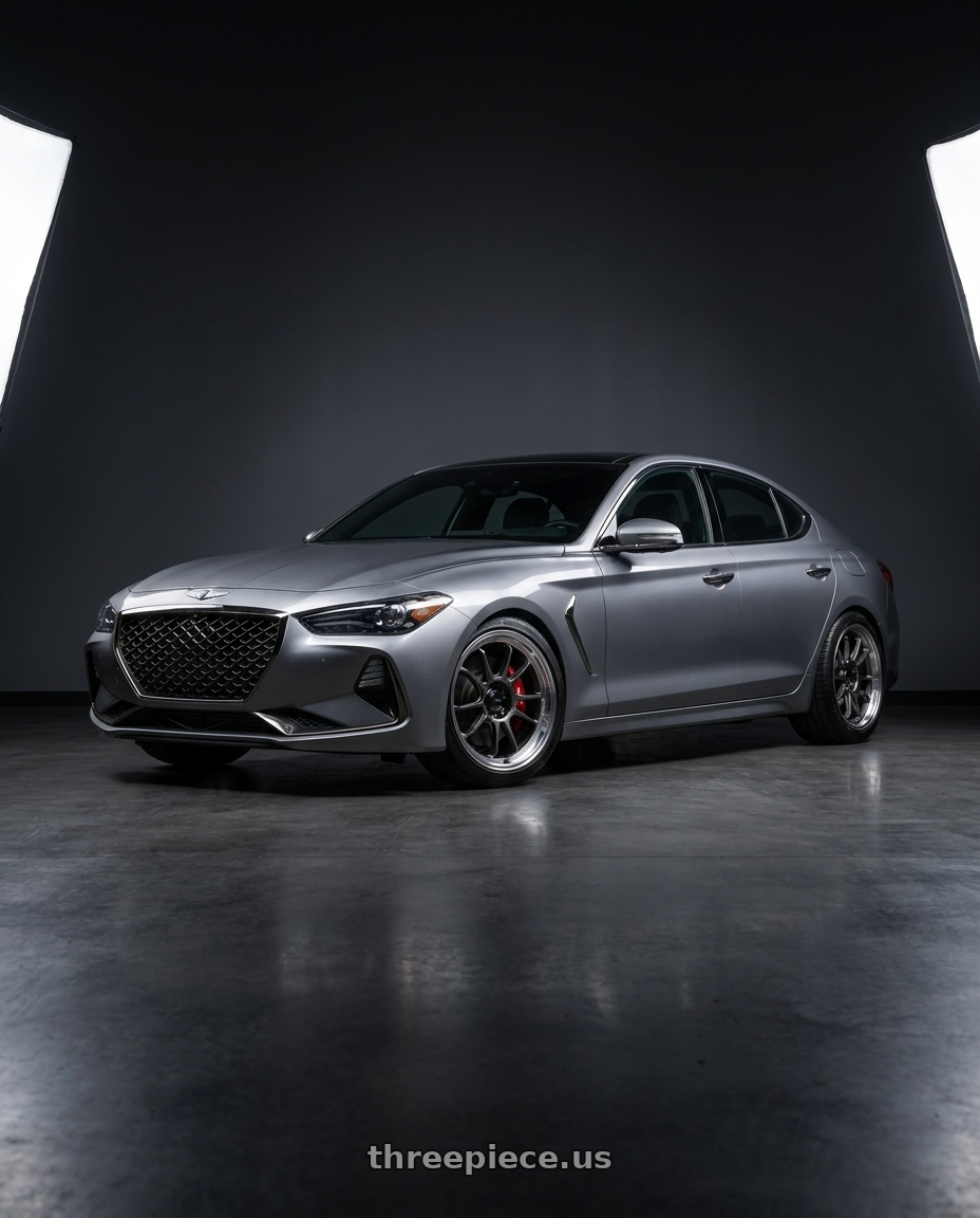 2019 Genesis G70 with Konig 47MC Hypergram 5x108 18x8.5 +43 Metallic Carbon Machined Lip wheels
