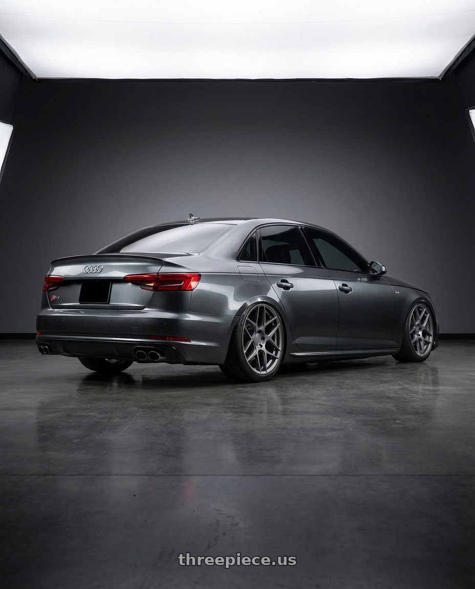 2023 Audi S4 B9 with Aodhan AFF2 5x112 20x10.5+35 Matte Gray wheels rear three quarter view slight stretch tires
