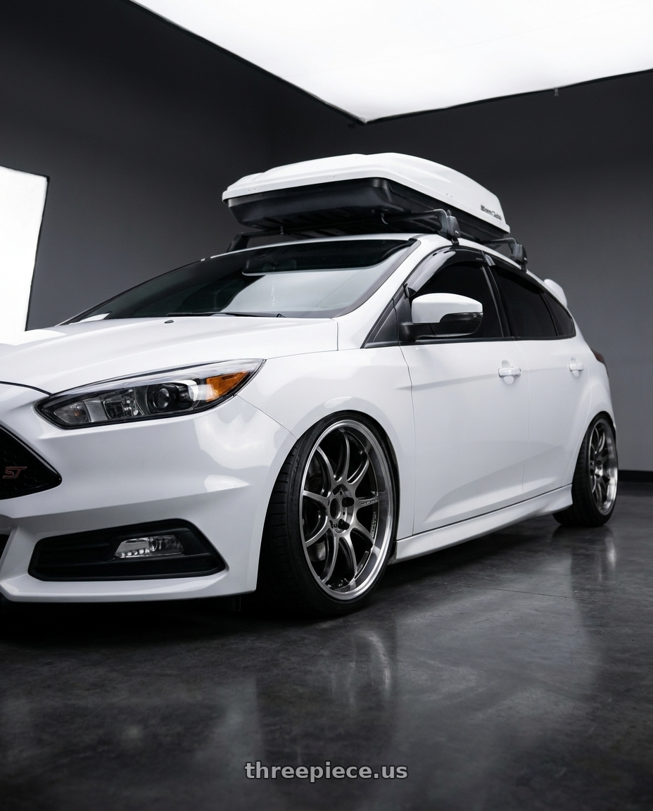 2017 Ford Focus St with Work Emotion D9r 5x108 18x9.5 +23 Gt Silver Rim Cut wheels