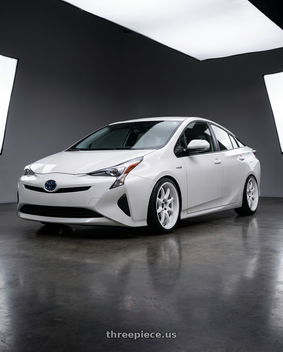 2017 toyota prius zvw 50 with Work Emotion D9r 5x100 18x8.5 +32 White wheels