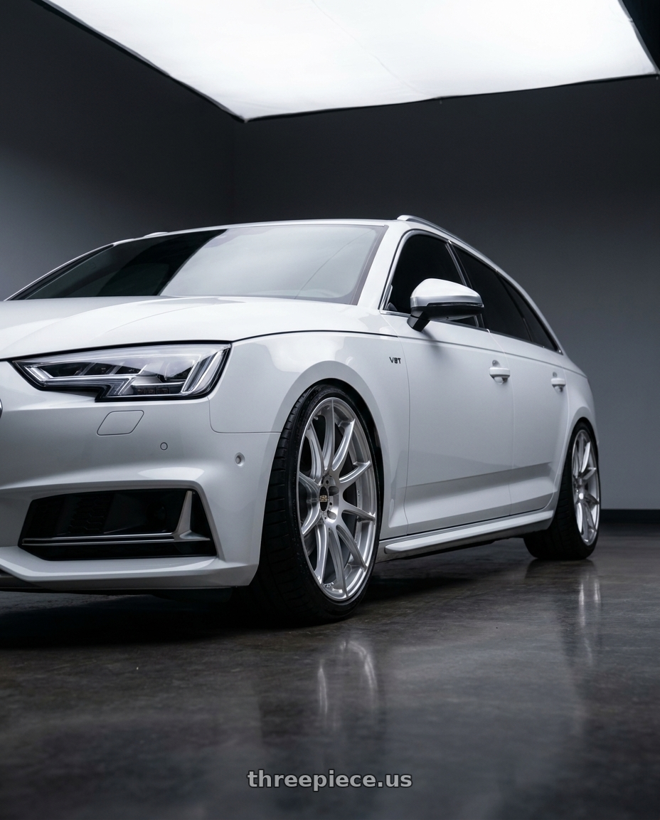 2016 audi s4 avant white with BBS FS 5x112 19x10 +38 PFS Diamond Silver wheels