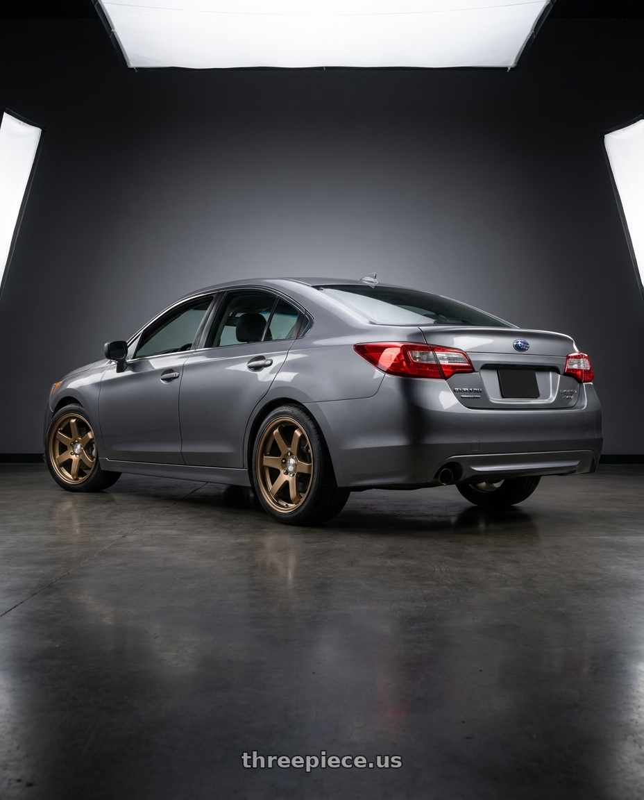 2015 subaru legacy grey with Axe ZX6  5x114 18X8.5+40 BRONZE wheels rear three quarter view square tires