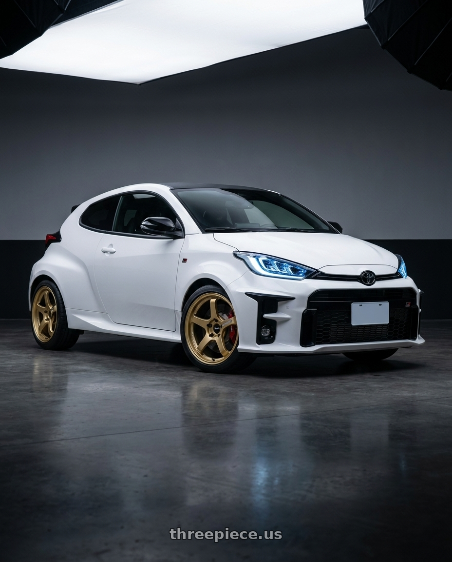 2021 gr yaris with Advan Racing GT for PORSCHE 5x130 18x8.5 +50 RACING GOLD METALLIC wheels