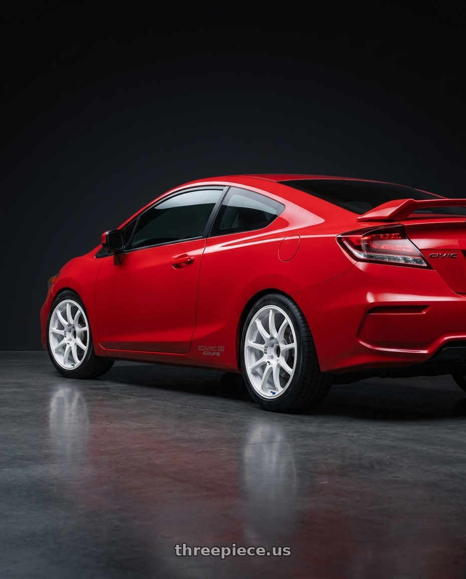 2011 Honda Civic Si with Advan RCIII 5x114.3 17x8+38 White wheels rear three quarter view square tires