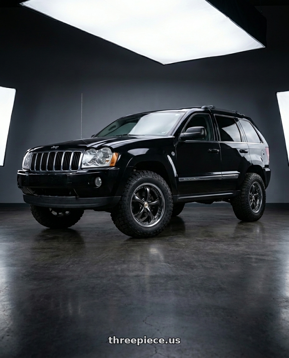 2006 Jeep Grand Cherokee with Work Wheels VS-KF 5X114.3 19x7.5-11 Brilliant Silver Black R Disk FULL REVERSE wheels