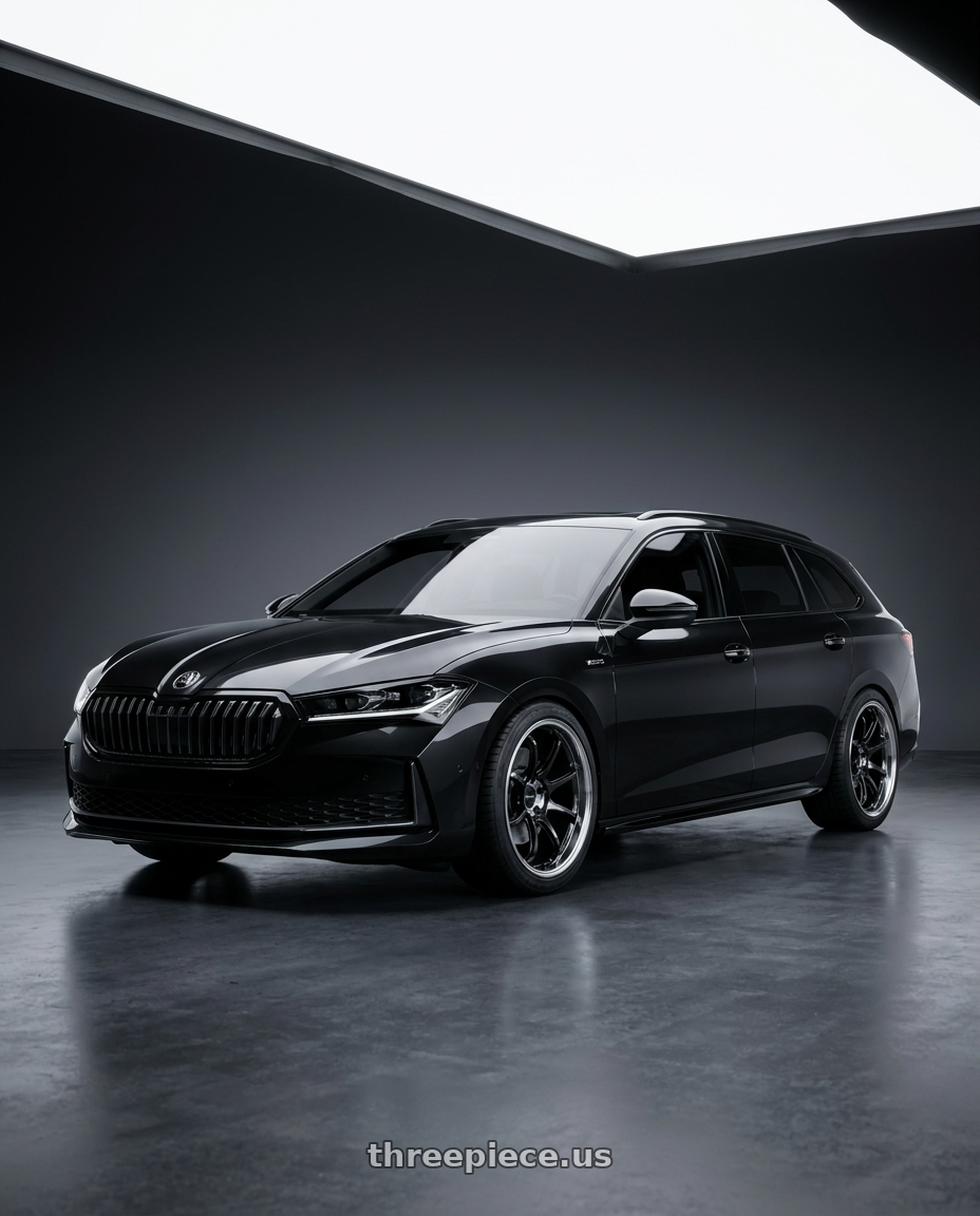2026 Skoda superb combi sportline with Advan Racing RZ-DF2 5x112 19x9.5 +38 DIAMOND CUT & RACING TITANIUM BLACK wheels