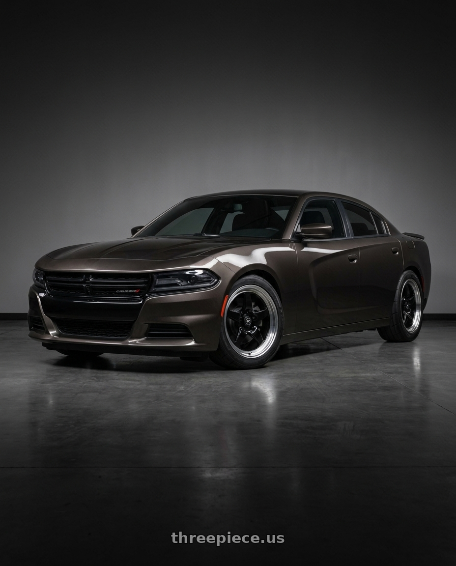 2021 Dodge Charger SXT with Forgestar D5 Drag 5x115 18x5 -37 Gloss Black Machined wheels