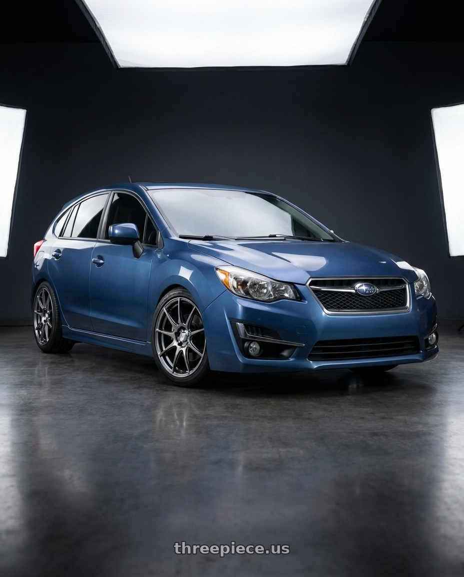 2016 Subaru Impreza  with WedsSport SA-99R 5x114.3 18x8.5+50 Face M / Platinum Silver Black wheels