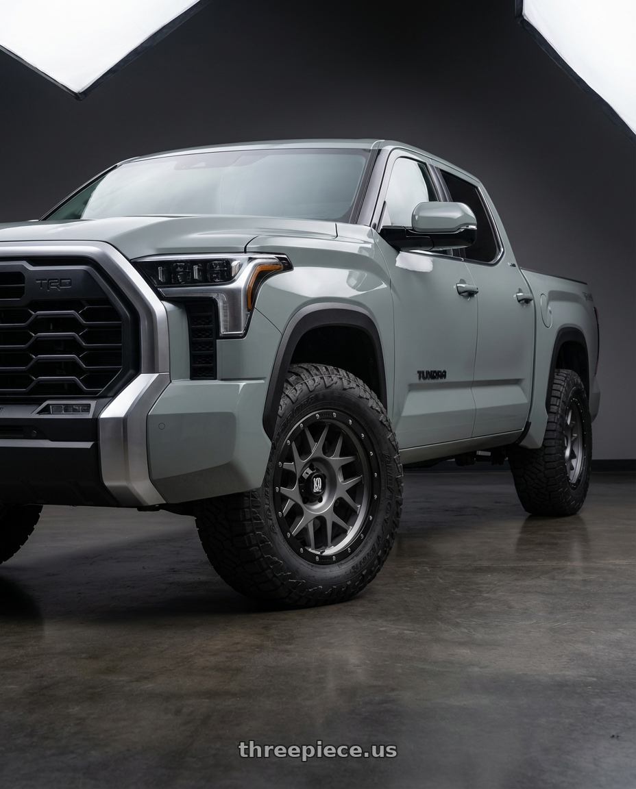 2024 Toyota Tundra with XD XD127 BULLY 6X139.7 20X9 +18 MATTE GRAY BLACK RING wheels