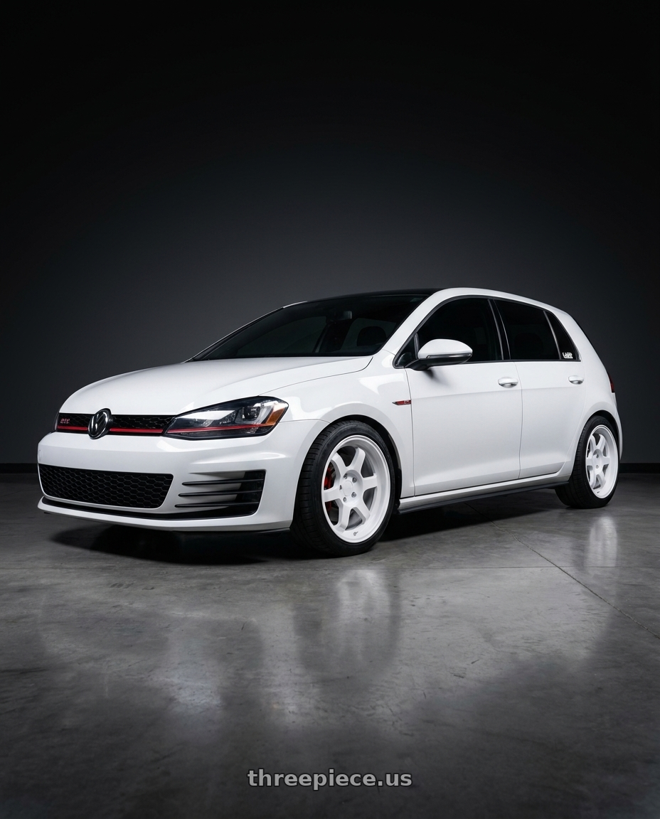 2017 Volkswagen gti se white with 9six9 SIX-1 Deep 4x100 15X8 +20 Competition White wheels