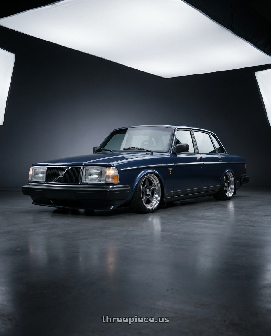 1988 volvo 240 with Work Meister Cr01 5x108 16x7+10 A Disk Matte Gunmetal wheels