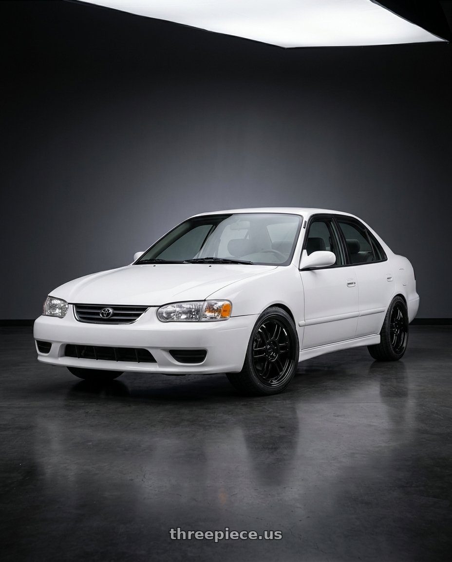 2001 toyota corolla ce with KATANA RACING KR02 4x100/4x114.3 17x7.5 +40 Glossy Black wheels