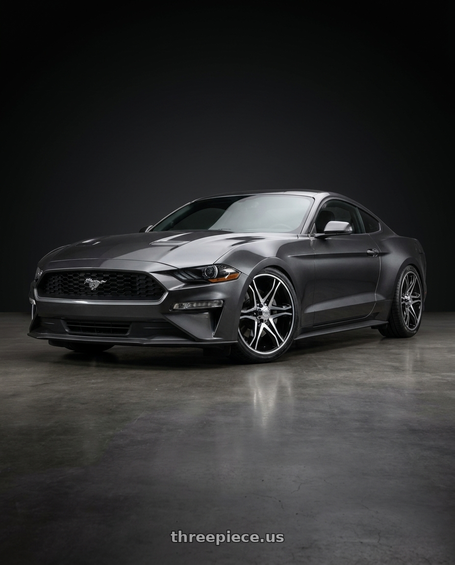 2021 Ford Mustang GT with American Racing AR893 MAINLINE 5x114.3 20x8.5 +35 GLOSS BLACK MACHINED wheels