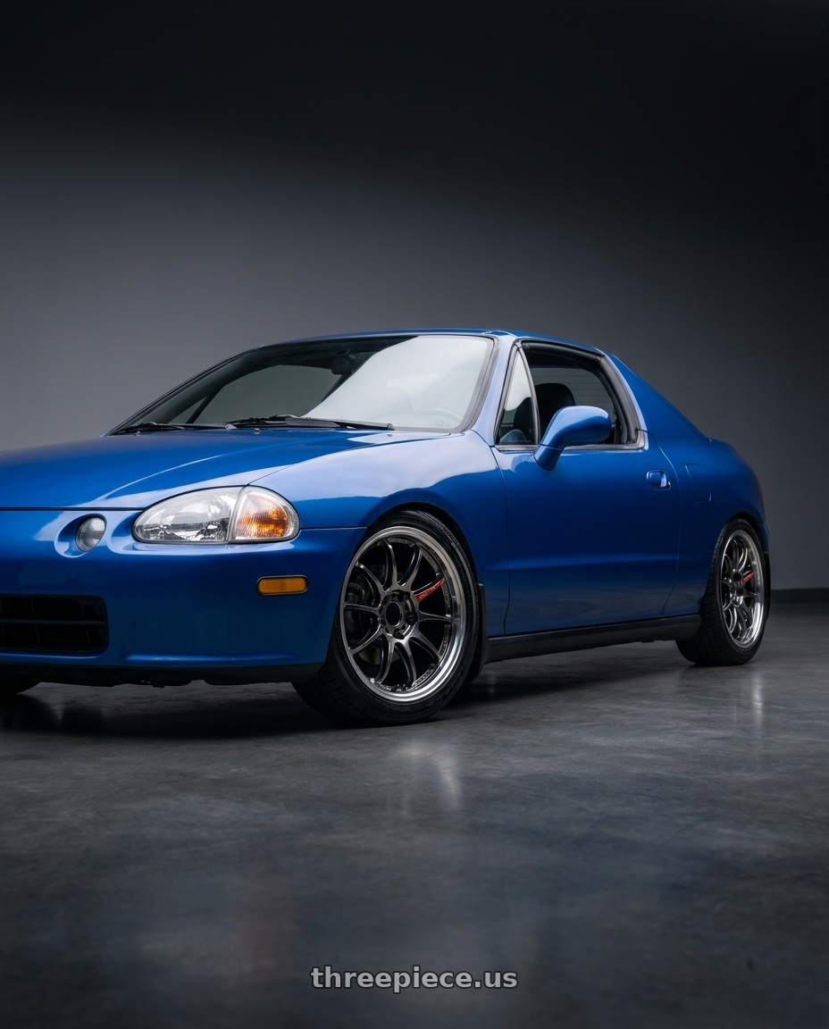 1994 honda de sol with Work Emotion Zr10 4x100 15x6 +38 Glim Black Diamond Rim cut wheels