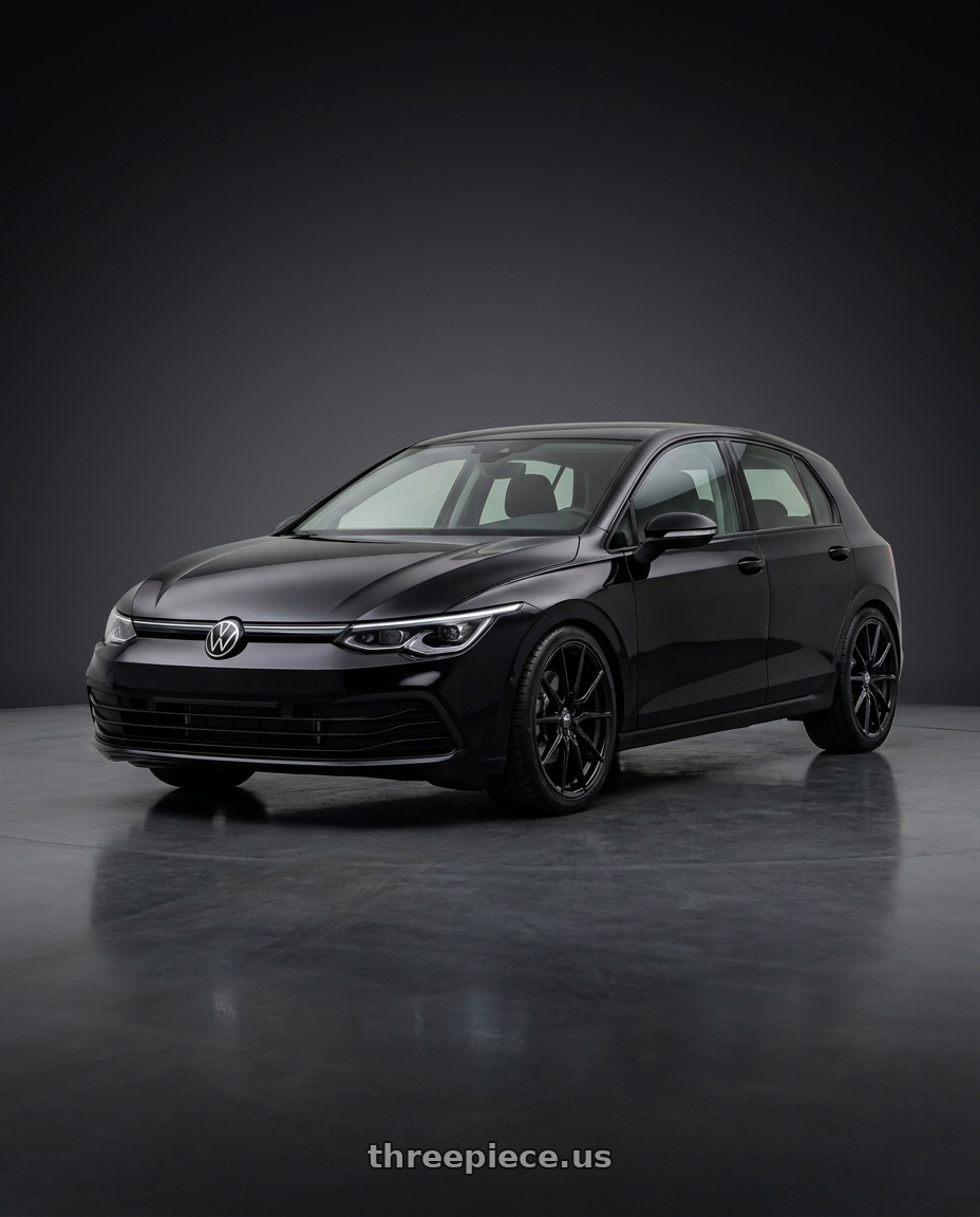 2025 Vw Golf with MST Wheels DELTA 5X112 18X8.5 +43 Glossy Black wheels